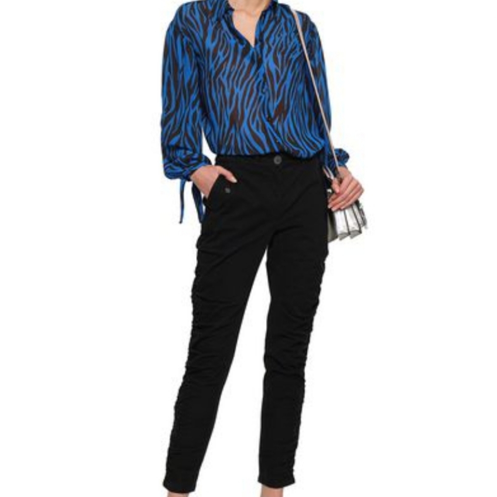 Robert Rodriguez Ruched Twill Slim Leg Pants